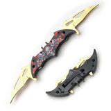 Batman Skull Demon 2 Pistols Double Blade Spring Assisted Folding Pocket Knife