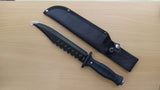 Black 12 Inch Hunting Knife With Silver Stud Tip