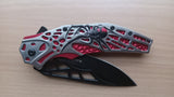 Black Widow Spider Spring Assisted Folding Pocket Knife Red