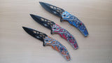 Black Widow Spider Spring Assisted Folding Pocket Knife Red