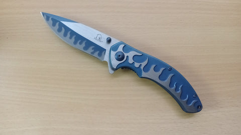 Blue Flame Tight Molten Steel Spring Assisted Folding Pocket Knife