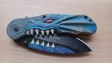 Dragon Teeth Heavy Spring Assisted Folding Pocket Knife Blue