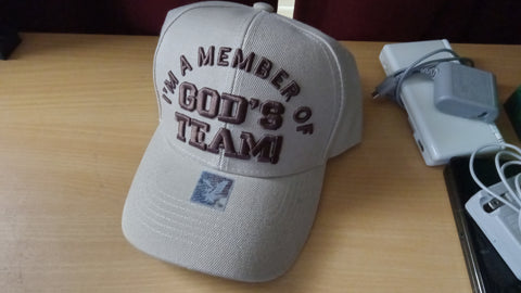 I'm A Member of God's Team Christian Cap Brown Adjustable Hat