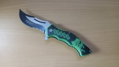 Joker Glow In The Dark Black Letters Spring Assisted Folding Pocket Knife