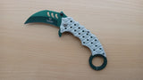 Karambit 8 Inch Green White Spring Assisted Folding Pocket Knife