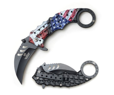 Karambit 8 Inch USA Flag Assisted Folding Pocket Knife