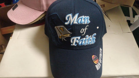 Man of Faith Blue Christian Bible Baseball Cap