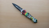 Marijuana 420 Skull Spring Assisted Folding Pocket Knife Glass Breaker