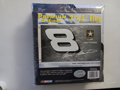 Mark Martin #8 U.S. Army Camo Premium 2 Sided NASCAR Licensed 3x5 Flag