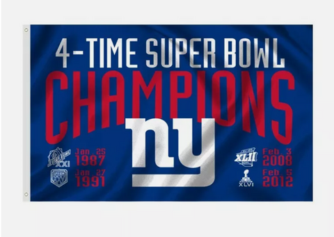 New York Giants 4x Super Bowl Champions 3x5 NFL Flag