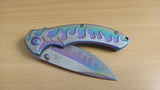 Rainbow Flame Tight Molten Steel Spring Assisted Folding Pocket Knife