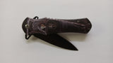 Skull Ancient Scroll 8 Inch Spring Assisted Folding Pocket Knife