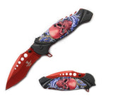 Skull Dragon 8 Inch Red Spring Assisted Folding Pocket Knife