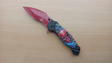 Skull Dragon 8 Inch Red Spring Assisted Folding Pocket Knife