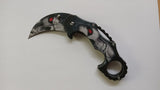 Skull Grim Reaper Karambit 8 Inch Spring Assisted Folding Pocket Knife