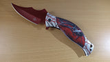 Spider Artistic Red Spring Assisted Folding Pocket Knife