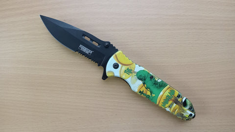 Trippy The Wonderland Mushrooms Caterpillar Smoking Spring Assisted Folding Pocket Knife