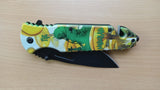 Trippy The Wonderland Mushrooms Caterpillar Smoking Spring Assisted Folding Pocket Knife