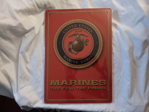 United States Marine Corp Crest and Creed Tin Metal Wall Sign 16.88X12.13