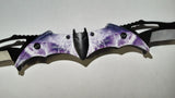 Batman 12 Inch Purple Lightning Dual Blade Spring Assisted Folding Pocket Knife