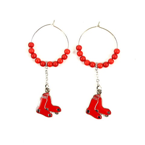 Boston Red Sox MLB Bead Hoop Earrings