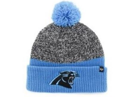 Carolina Panthers NFL 47 Brand Logo Cuffed Knif Beanie Pom Hat