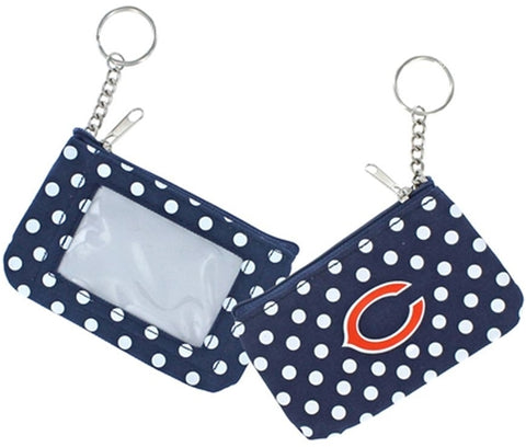 Chicago Bears Logo NFL Nylon Polka Dot Coin Purse Key Ring