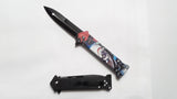 Clown Half Face 8 Inch Split Blade Spring Assisted Pocket Knife