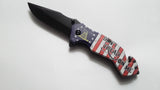 Don't Tread On Me USA 13 Star Flag 8.5 Inch Spring Assisted Folding Pocket Knife Line Cutter Glass Breaker