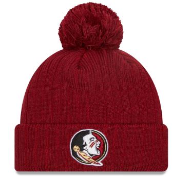 ***50OFF*** Florida State Seminoles NCAA New Era YOUTH Breeze Cuffed Pom Knit Hat Garnet