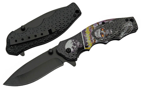 Grim Reaper Skull Spring Assisted Folding Pocket Knife