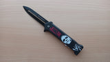 Joker Face 8 Inch Split Blade Black Spring Assisted Pocket Knife