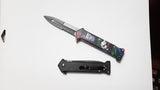 Joker Spelled Split Blade Spring Assisted Folding Pocket Knife Half Serrated Blade