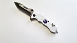 Legend of Zelda Triforce White Handle Spring Assisted Folding Pocket Knife Belt Cutter Glass Breaker