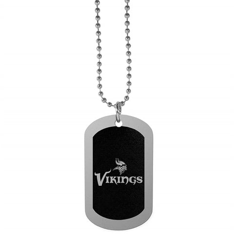 Minnesota Vikings NFL Black Chrome Dog Tag Necklace