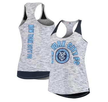 New York City FC 5th & Ocean by New Era Women's Space Dye Contrast Inserts Racerback Tank Top Navy