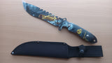 Sexy Woman Golden Gun 13.5 Inch Fixed Blade Full Tang Hunting Knife