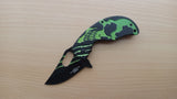 Skull 4 Inch Green Small Spring Assisted Folding Pocket Knife