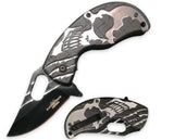 Skull 4 Inch Silver Small Spring Assisted Folding Pocket Knife