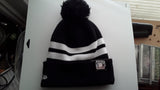 Tampa Bay Buccaneers NFL New Era Super Bowl LV Bound Circle 2-Stripe Cuffed Pom Knit Hat Black