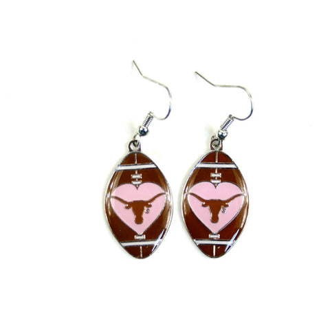 ***50OFF*** Texas Longhorns NCAA Heart Football Dangle Earrings