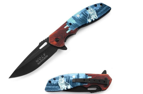 Wolf Moon 8.5 Inch Spring Assisted Folding Pocket Knife